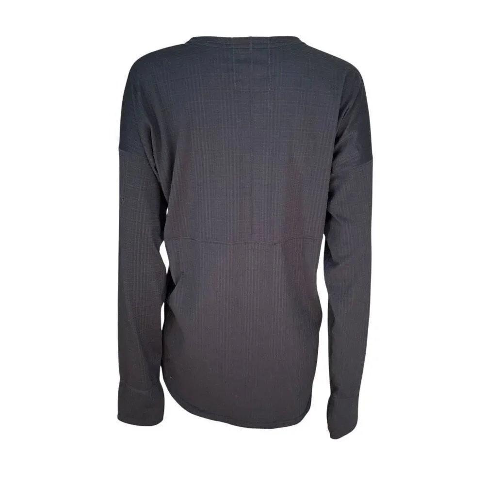 Nike Yoga Long Sleeve Top Mens Black Dri Fit Thumbholes textured size S NWT